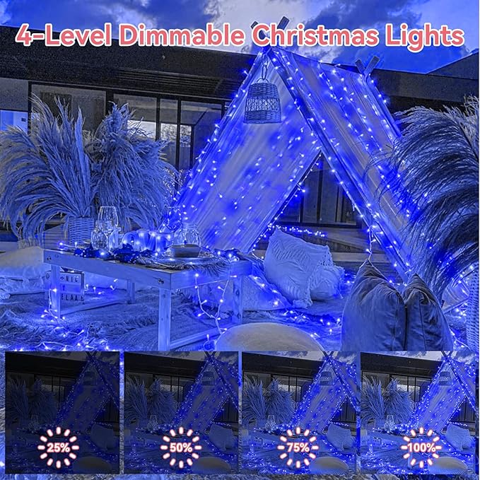 Heceltt 360 LED 118 FT String Lights Outdoor, 8 Modes Easter Lights Plug in, IP44 Waterproof Led String Lights with Timer and Memory for Easter Yard Party Garden Decorations (Blue)