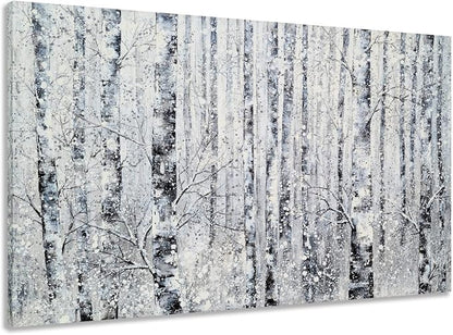 Yihui Arts Modern Birch Tree Canvas Wall Art by YihuiArts