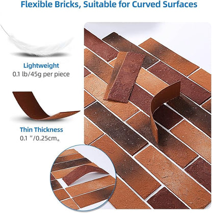 Red Faux Brick Wall Tiles, 3D Thin Brick Veneers - Image 3