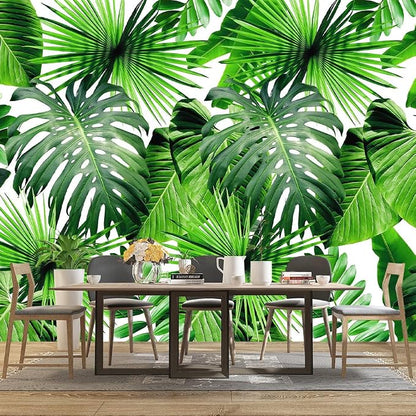 Tropical Green Botanical Leaf Wallpaper Bedroom Plant Mural Room Decor Living - Image 3