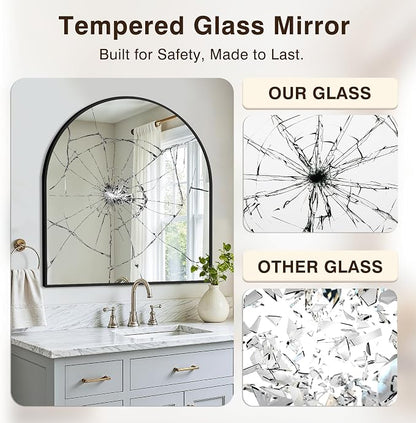 Vanity Bathroom Mirror for Wall, 32”x30” Arched Bathroom Mirror for Over Sink - Image 5