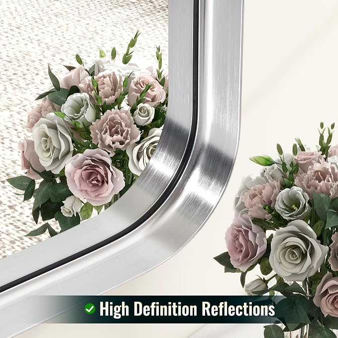 Easly Silver Bathroom Mirror for Wall, 30x22 Inch Rectangular Aluminum Alloy - Image 4