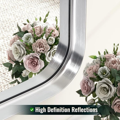 Easly Silver Bathroom Mirror for Wall, 30x22 Inch Rectangular Aluminum Alloy - Image 4
