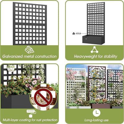 Metal Planter Box with Trellis, Planter Box Trellis with Privacy Screen and - Image 4