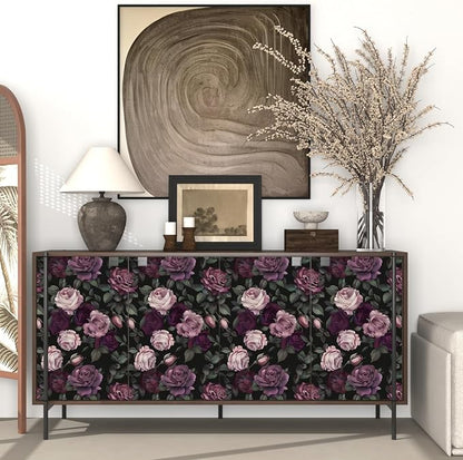 Purple Pink Rose Wallpaper Peel and Stick Vintage Floral Contact Paper 17.5in - Image 7