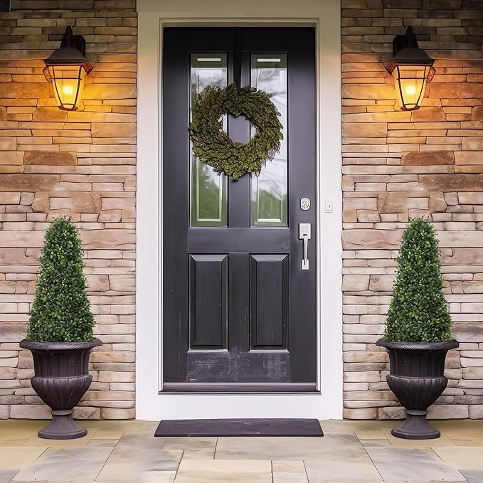 3ft Artificial Boxwood Topiary Trees (Set of 2) - UV Resistant Faux Plants Outdoor, Realistic 36" Fake Cone Bushes and Shrubs for Front Porch, Planter, Patio - Low Maintenance & Evergreen