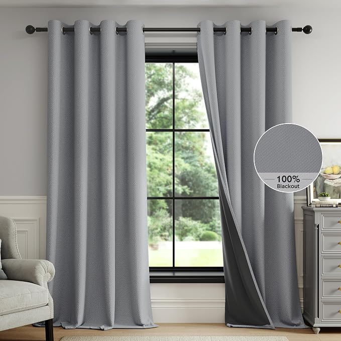 FMFUNCTEX 100% Dark Grey Blackout Curtains by Fmfunctex
