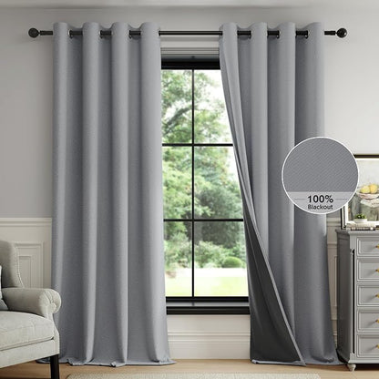 FMFUNCTEX 100% Dark Grey Blackout Curtains by Fmfunctex