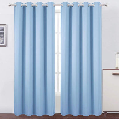 LEMOMO Sky Blue Thermal Blackout Curtains/52 x 95 Inch/Set of 2 Panels Room by Lemomo