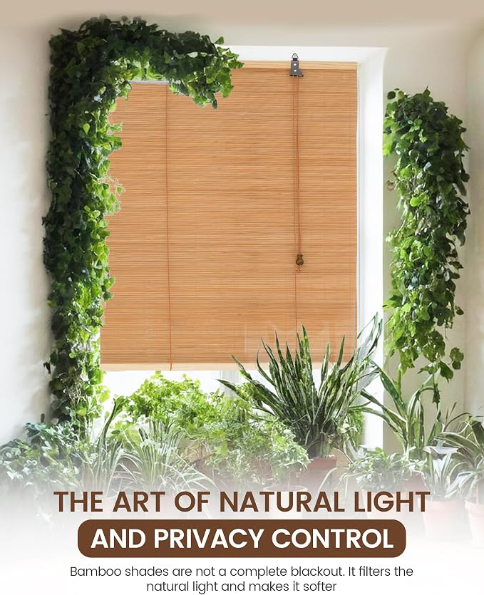 35" Wx64 H Bamboo Blinds Roller Shades - Image 8