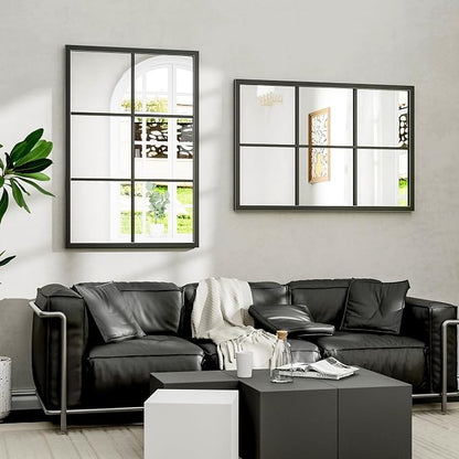 Dewfig Rectangle Wall Mirror, Window Mirror Wall Mounted, Large Black Mirrors - Image 4