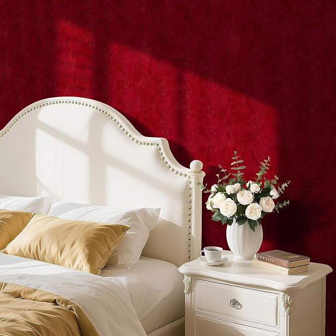30"x160" Large Size Dark Red Contact Paper Self Adhesive Velvet Wallpaper Peel - Image 3