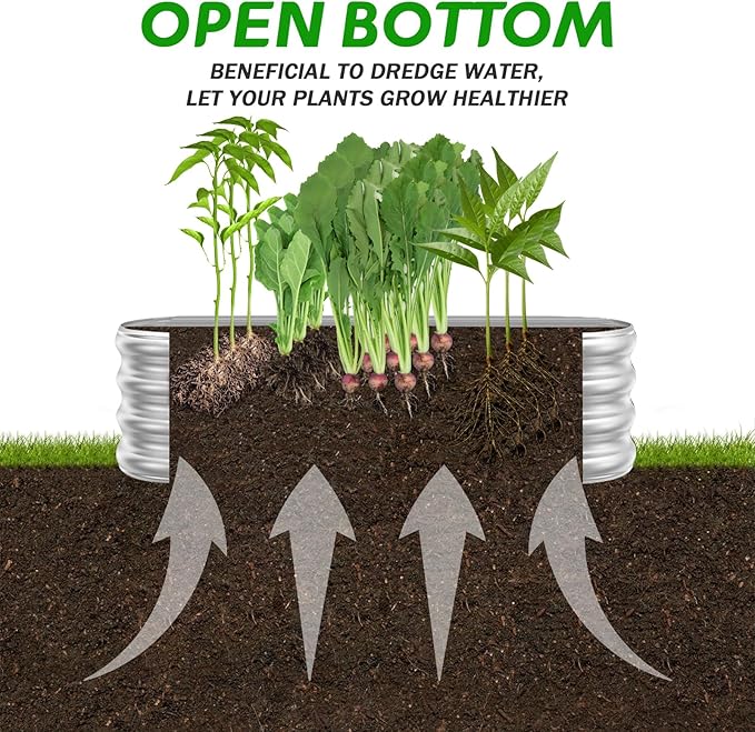 Galvanized Raised Garden Beds, 4x2x1ft Outdoor Raised Garden Boxes, Oval Large Bottomless Metal Elevated Garden Bed Planter Box for Vegetables, Fruits, Flower