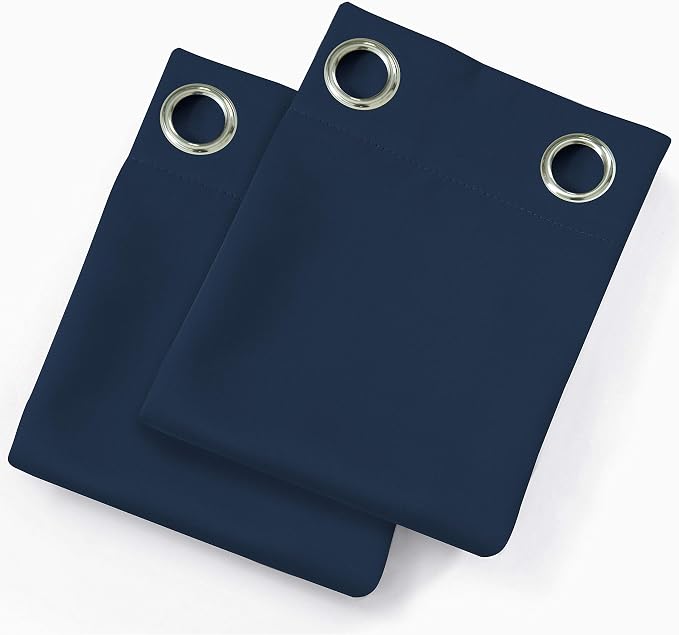 LEMOMO Navy Blackout Curtains/38 x 54 Inch Length/Set of Two Panels Grommet - Image 9