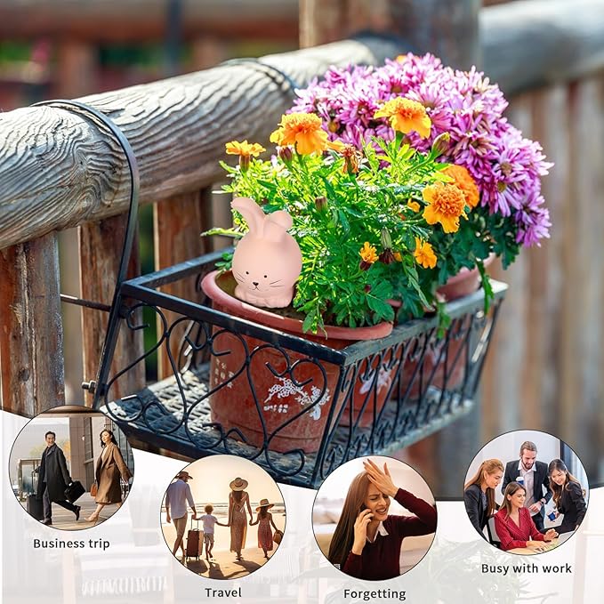 WILDKEN Terracotta Watering Globes, 4 Pack Rabbit Shaped Plant Watering Spikes Vacation Self-Watering Planters Devices for Indoor and Outdoor Plants