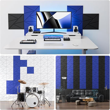 12 Pack Acoustic Panels with Self-Adhesive, Sound Panels High Density, - Image 4