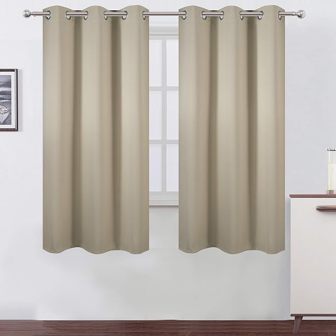 LEMOMO Beige Blackout Curtains 34 x 63 Inch Length/Set of 2 Curtain by Lemomo