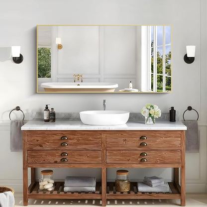 KOCUUY Gold Bathroom Mirror, 24x48 inch Brushed Gold Mirror - Image 2