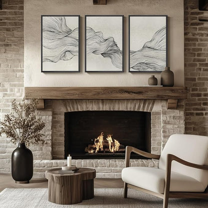 Framed Black and Beige Abstract Wall Art, 3 Piece Modern Canvas Prints - Image 4
