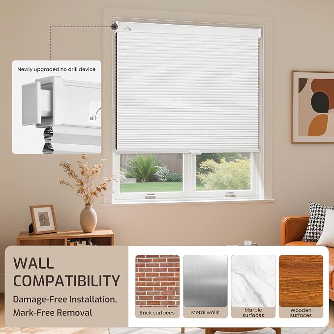 Grandekor No Drill No Tools Cordless Cellular Shades, UV Protection Privacy No - Image 8