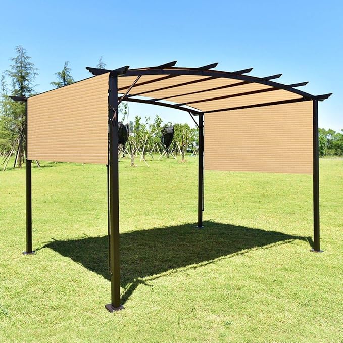 Eden's Decor Straight Flat-Edged Sun Shade Sail Rectangular 12' x 14' Beige UV-Blocking Outdoor Canopy Fabric Cloth Awning for Pergola Patio Garden Backyard Custom Size
