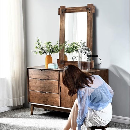 MeMoreCool Rustic Wood Mirror for Bathroom, Farmhouse Wall Mounted Vanity Mirror - Image 8