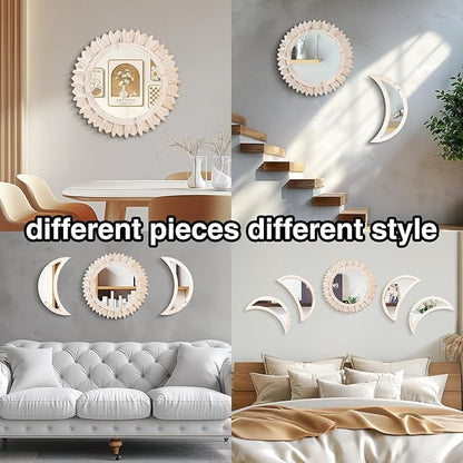 WAKOSAN Wall Mirror, Moon Phase Mirror Set, Wall Decor - Image 6