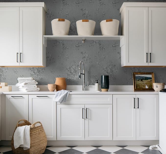 Erfoni 78.7"x17.7" Grey Contact Paper Gray Peel and Stick Wallpaper Thicken - Image 7