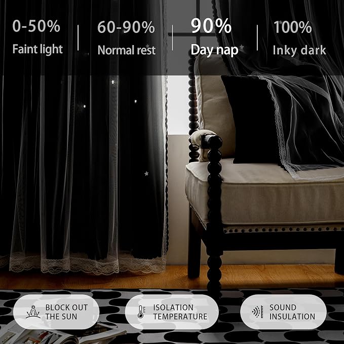 XiDi Blackout Drapes for Bedroom Windows, Unicorn Curtains for Kids Room - Image 5
