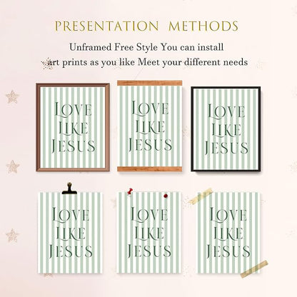 LARTSFRO Coquette Green Bow Jesus Wall Art Decor Posters, Olive Green Bow - Image 4