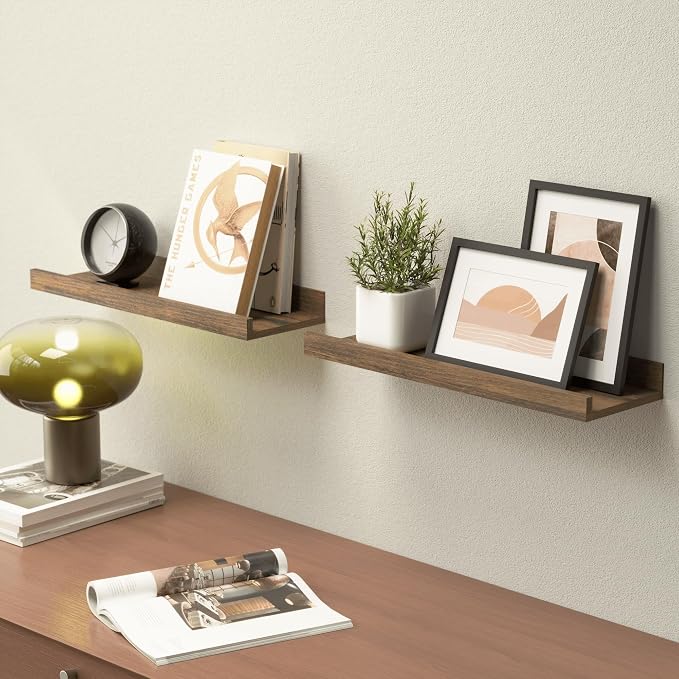 Boswillon Floating Shelves for Wall, Wall Mounted Shelves Set of 2, Rustic - Image 2