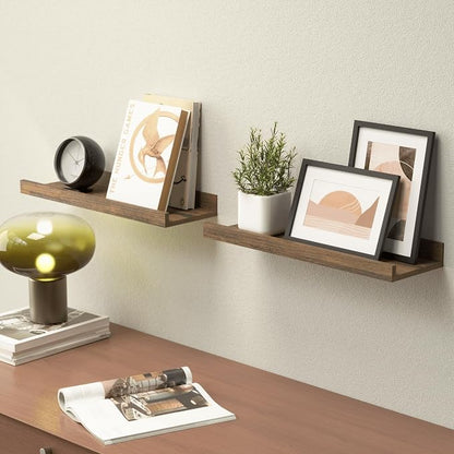 Boswillon Floating Shelves for Wall, Wall Mounted Shelves Set of 2, Rustic - Image 2