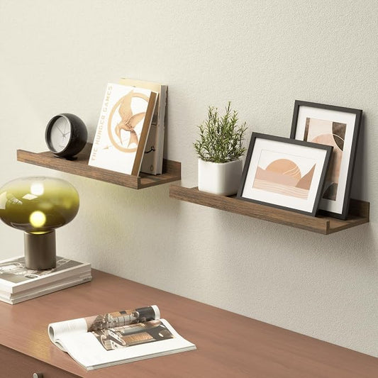 Boswillon Floating Shelves for Wall, Wall Mounted Shelves Set of 2, Rustic - Image 2