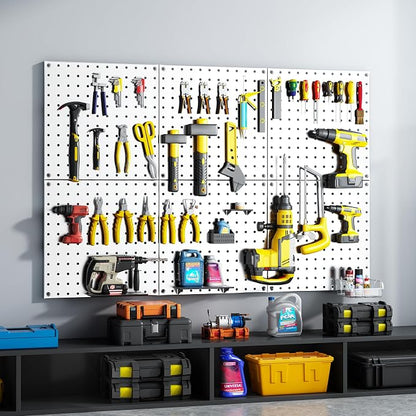 Peg Board, 6 Pack White Peg Board Panels, 50lbs Load Capacity Each, Pegboard - Image 3