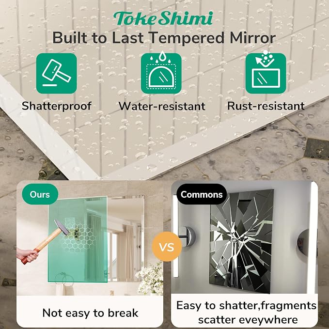 TokeShimi 16x24 Beveled Mirror Bathroom Rectangle, Bathroom Vanity Mirror - Image 3