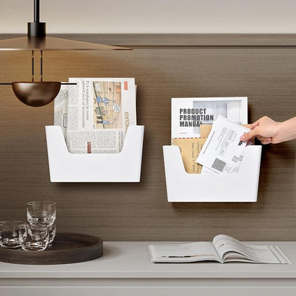 YOHOM Adhesive File Holder Plastic Document Folder Door No Drilling Mount Mail - Image 4