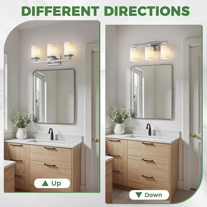 DORESshop 17 Inch Bathroom Light Fixtures, 3-Light Nickel Bathroom Lighting - Image 7