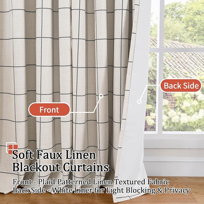 Lajode Plaid Curtains Pattern Printed 90 Inches Long - Image 3