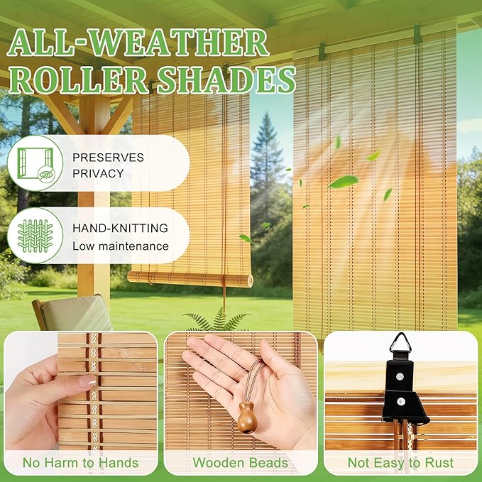 Bamboo Blinds 36x72 inch Bamboo Roman Shades - Image 2