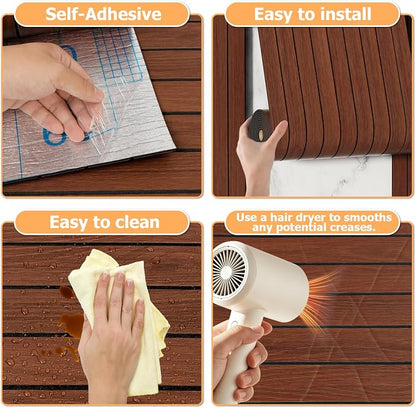 Arthome Peel and Stick Slat Wall Panels 15.7 "x400, Self-Adhesive PVC Wood - Image 6