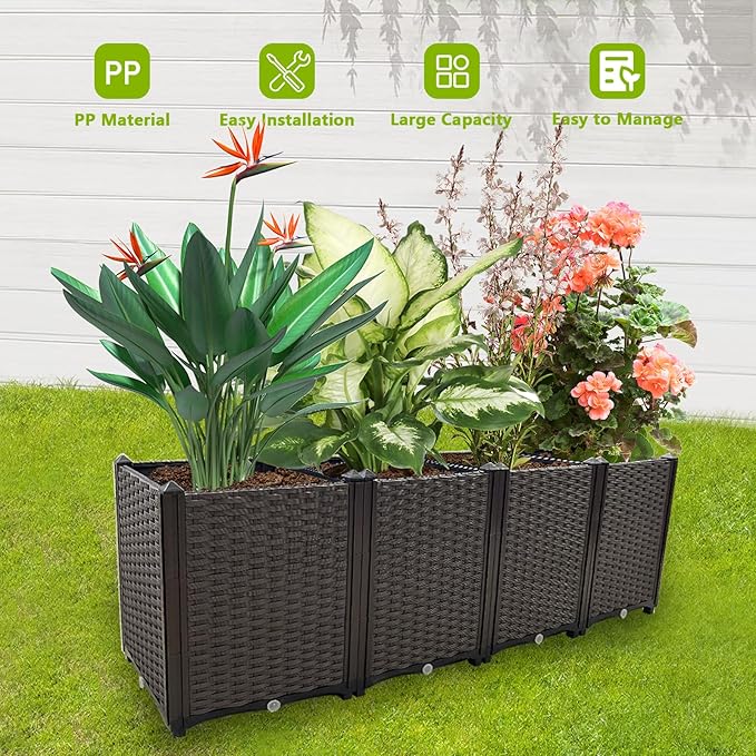 Large Planters for Outdoor Plants pots Elevated Garden Boxes Raised Garden Bed Garden Patio Balcony Deck to Planting Flowers Vegetables Tomato and Herbs