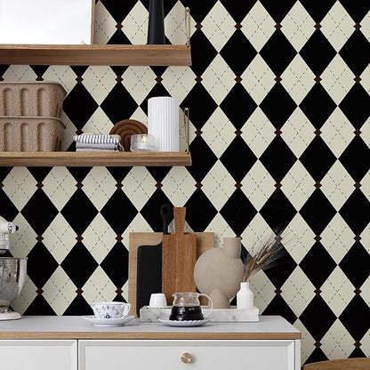 Simon&Siff Retro Peel and Stick Wallpaper Black and White Cream Wallpaper - Image 5