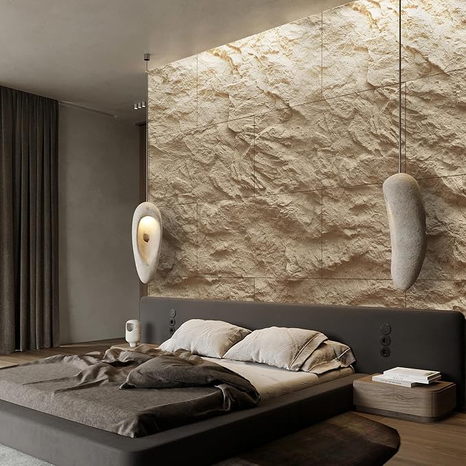 KASARO 3D Faux Stone Wall Panels, Cement Texture Thicker Accent - Image 2