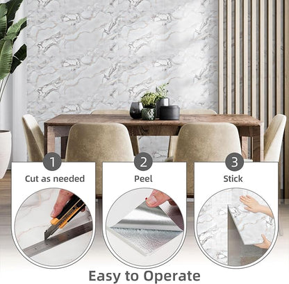 Vieshful 20pcs Peel and Stick Backsplash Tile，12"x12" Self Adhesive Marble Tile - Image 5