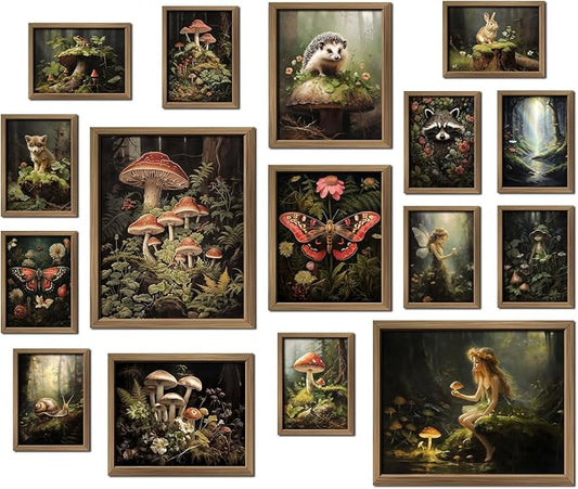 ANERZA 16 PCS Dark Cottagecore Wall Art Decor, Cottage Core Gallery Wall Prints by ANERZA