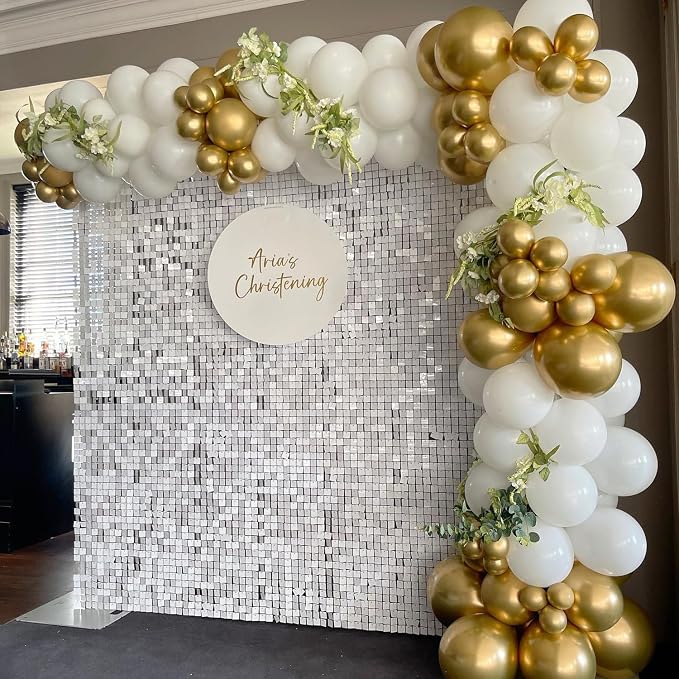 COKAOBE Mirror White Shimmer Wall Backdrop, Photo Backdrops - Image 5