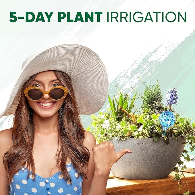 Plant Watering Globes Set of 6 - Small Self Watering Globes for Indoor & Outdoor Plants - Multicolored, Automatic, Glass Watering Bulbs for Daily Use, Plant Watering Devices