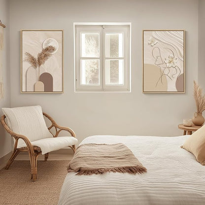 Large Framed Neutral Abstract Wall Art - Image 2