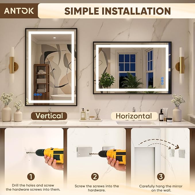 Antok 55X30 LED Bathroom Mirror - Image 8