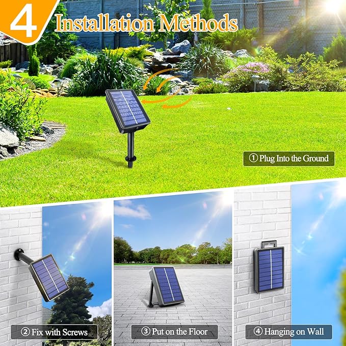 Ollny Solar String Lights for Outside, 2 Pack Total 132FT 400LED Solar Fairy Lights Outdoor, IP67 Waterproof 8 Modes String Lights for Tree Yard Garden Patio Party, Warm White